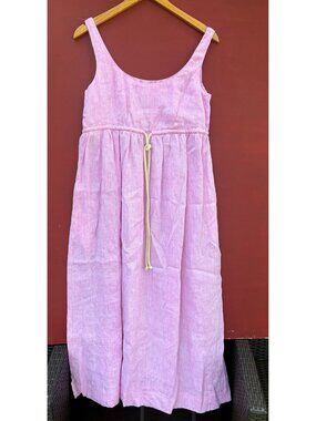 Tuckernuck Pomander Place Sabella Pink Linen Sleeveless Rope Tie Maxi Dress S